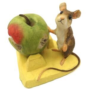 Coalport Fine Art Figurines Mouse with Apple on Cheese Hand Painted England Rare